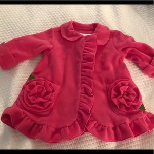 Pink baby coat with matching hat